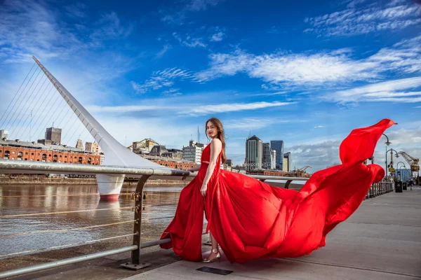 Flying dress photoshoot in Buenos Aires