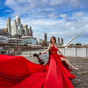 Flying dress photoshoot in Buenos Aires