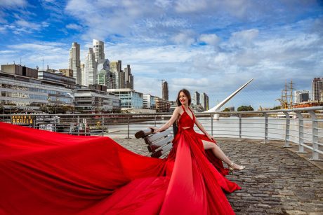Flying dress photoshoot in Buenos Aires