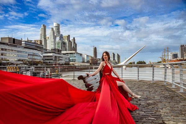 Flying dress photoshoot in Buenos Aires