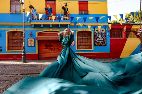 Woman during a photoshoot in La boca Buenos Aires