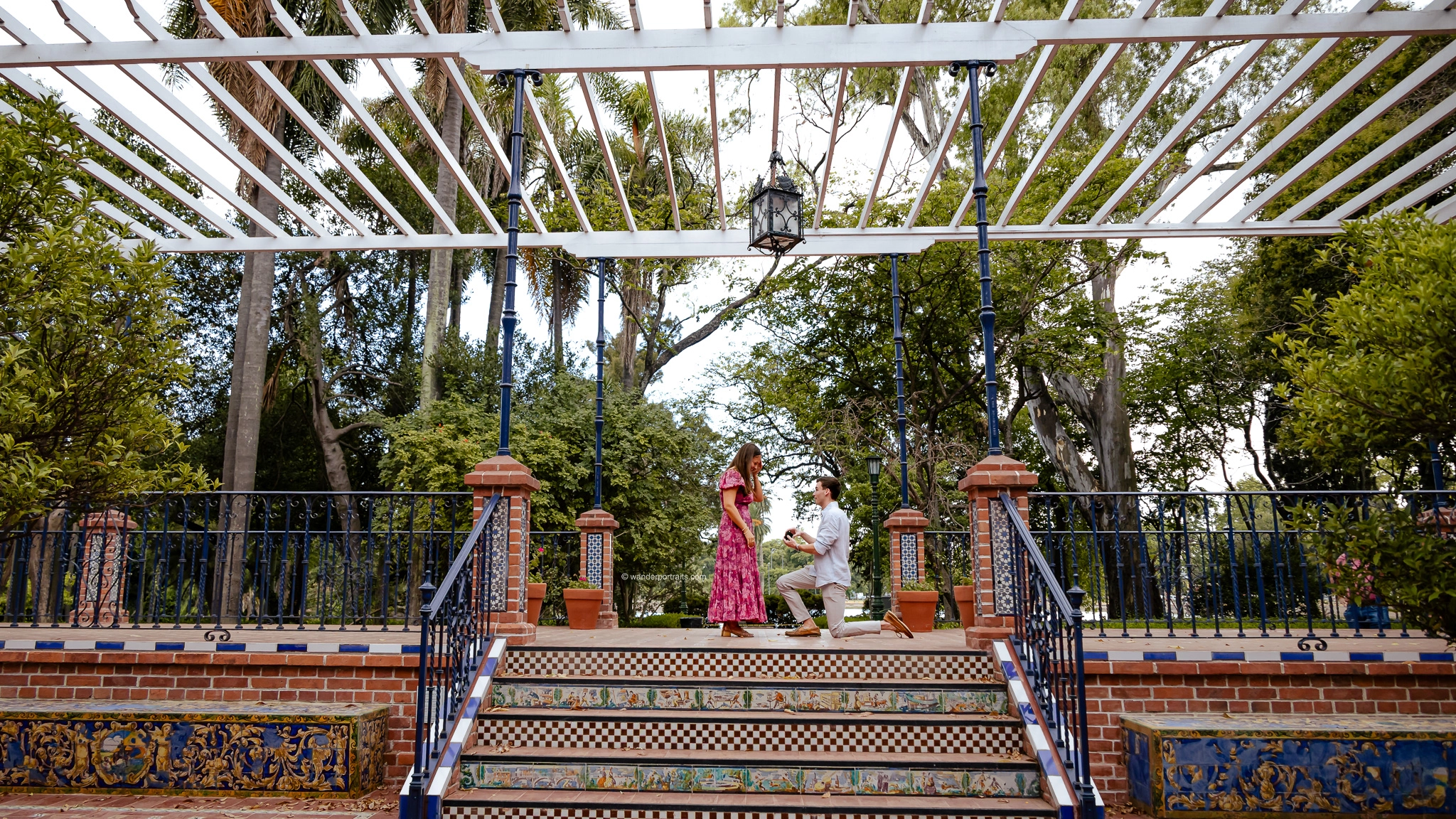 Surprise marriage proposal in the andalusian patio rosedal buenos aires